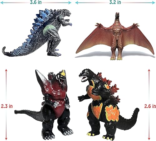 Miniatura 5 de EZFun Juego de 10 juguetes Godzilla con bolsa de transporte, figuras de acción articuladas movibles 2019, mini dinosaurio Mothra Imago quemando