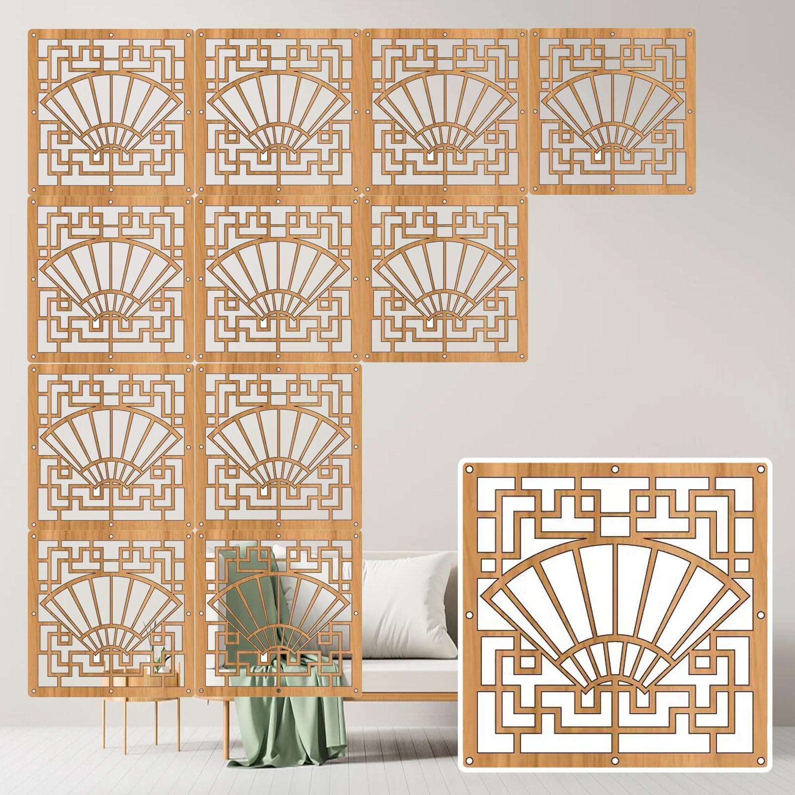 Panneau de séparation suspendu claustra chinois 29x29cm paravent porte et chambre