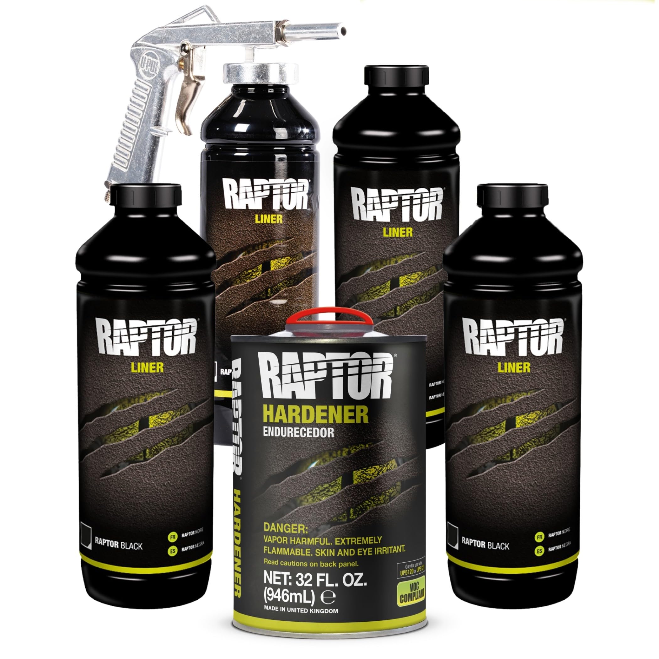 Amazon.com: U-POL Raptor Black 0820VG with Spray Gun Bed Liner Kit