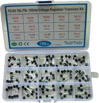 TRUSTYIWE 15Values 150pcs TO-92 78L05 78L06 78L08 78L09 78L10 78L12 78L15 78L18 78L24 79L05 79L15 78L79L 100ma Voltage Regulator Transistor Kit