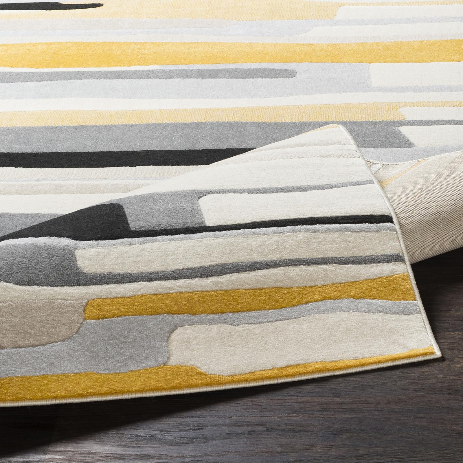 Livabliss Atlanta Boho 80x220 cm - Wohnzimmer, Schlafzimmer, Esszimmer, geometrisches Muster, Skandi Stil in Senfgelb, Grau, Beige