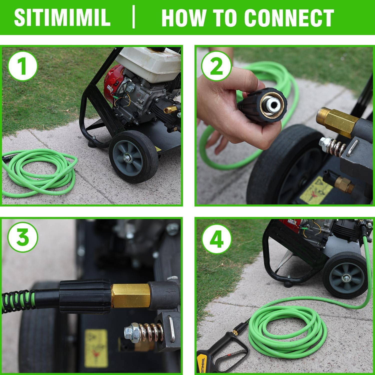 1/4 Pressure Washer Hose 25 FT, 3100 PSI Kink Resistant Super Flexible Power Washer Hose for Pressure Washer, Universal Extension Hoses Replacement for Gas & Electric, Compatible with M22 14mm