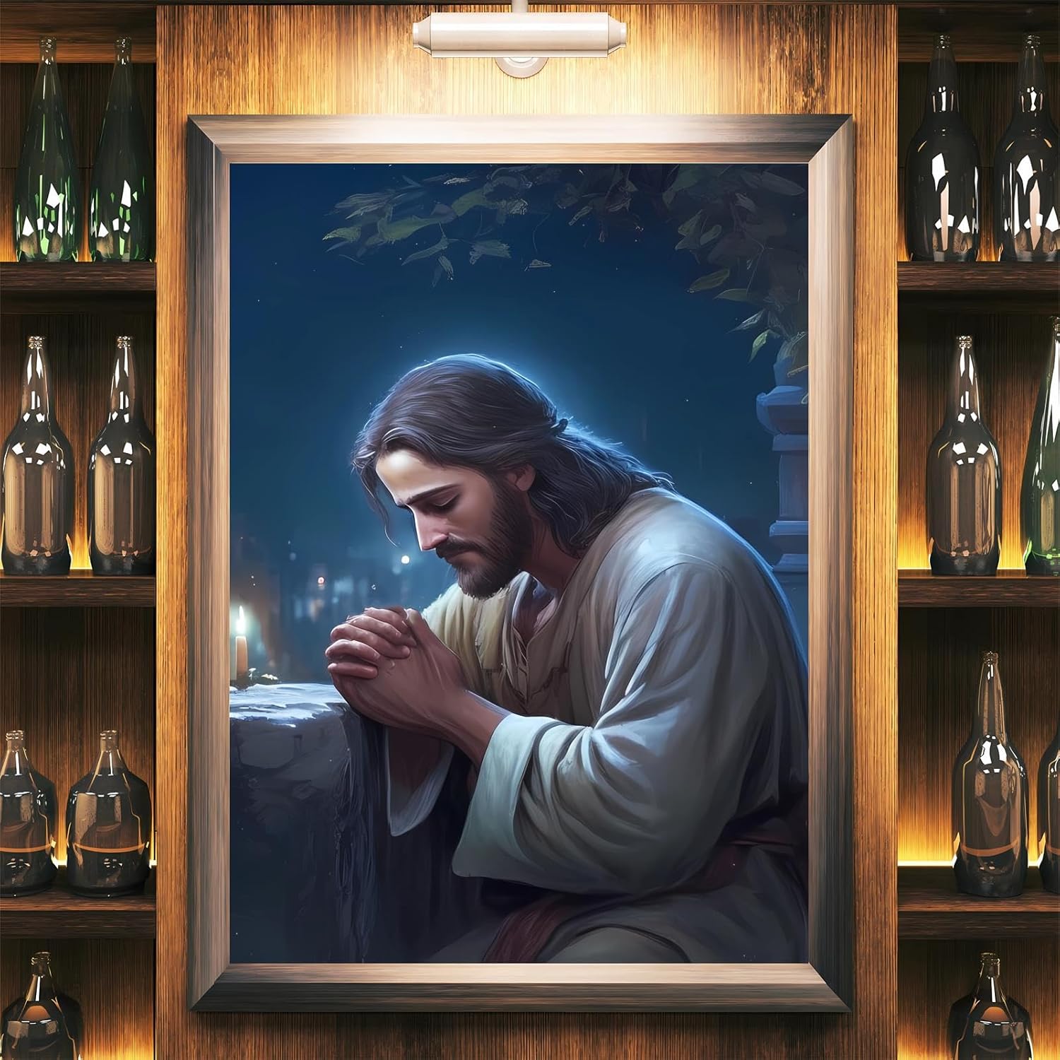 Worihut Full Round Diamond Painting by Number Kit Cross Stitch, Praying Jesus DIY Full Round Diamond Art with Accessories & Tools,Wall Decoration Crafts for Home Wall Decor 12x18 Inch