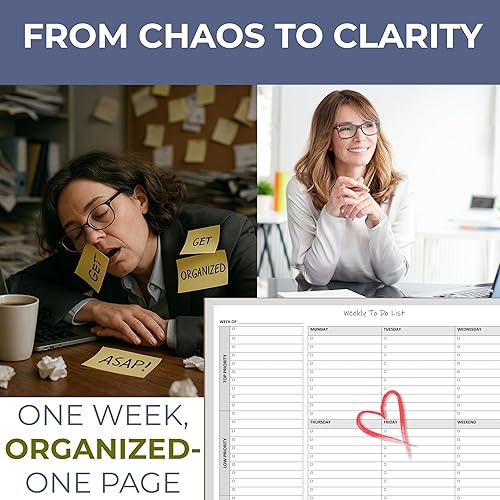 Miniatura 4 de Life Charge Bloc de notas semanal para planificar listas de tareas, 60 páginas con lista de verificación diaria, casillas de verificación y notas