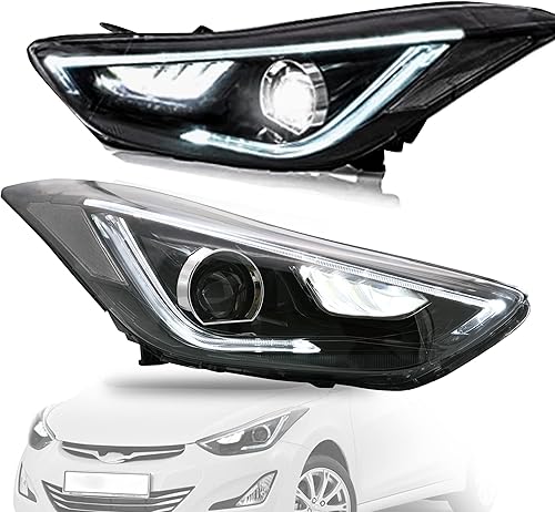 Miniatura 4 de VLAND Conjunto de faros delanteros LED para Hyundai Elantra 2012 2013 2014 2015 (no para híbridos), luces delanteras con señal de giro, con faros DRL