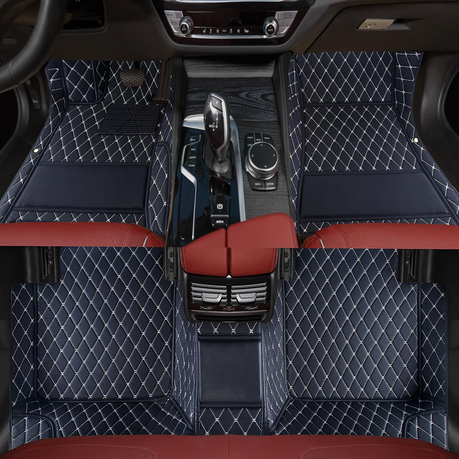 Luxury Leather Car Floor Mats, Custom Fit for 99% Cars, Trucks, SUVs, All Weather, Anti-Slip, Full Coverage, Black White