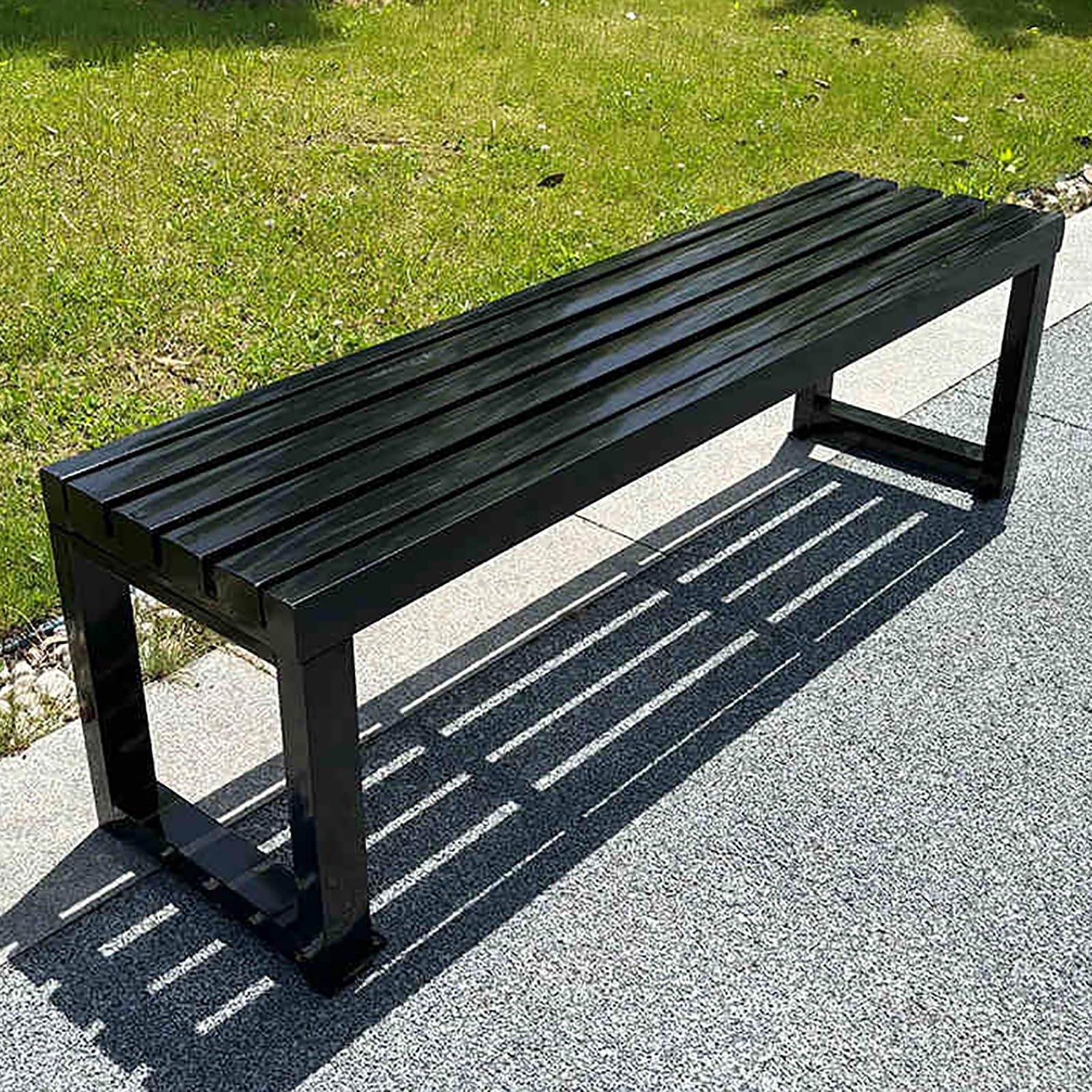 Heavy Du 119 cm odporna na warunki atmosferyczne metalowa ławka ogrodowa – czarna do siedzenia na zewnątrz na patio i park na podwórko, do szkoły, pojemności 362 kg i metalowe futro
