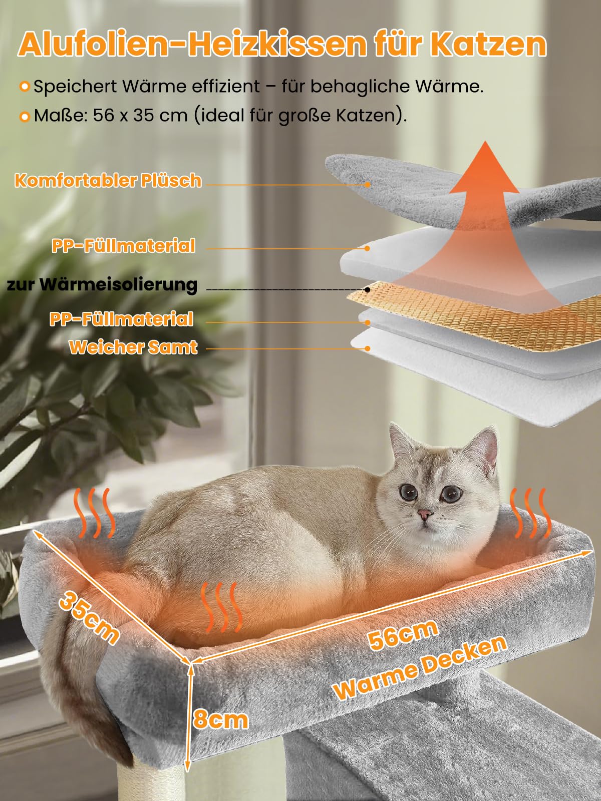 Árbol rascador grande, XXL, 180 cm de alto, con grandes plataformas, 5 columnas para rascar, 2 cuevas, 2 cestas, bolas de peluche, hamaca, cepillos para gatos y protección antivuelco