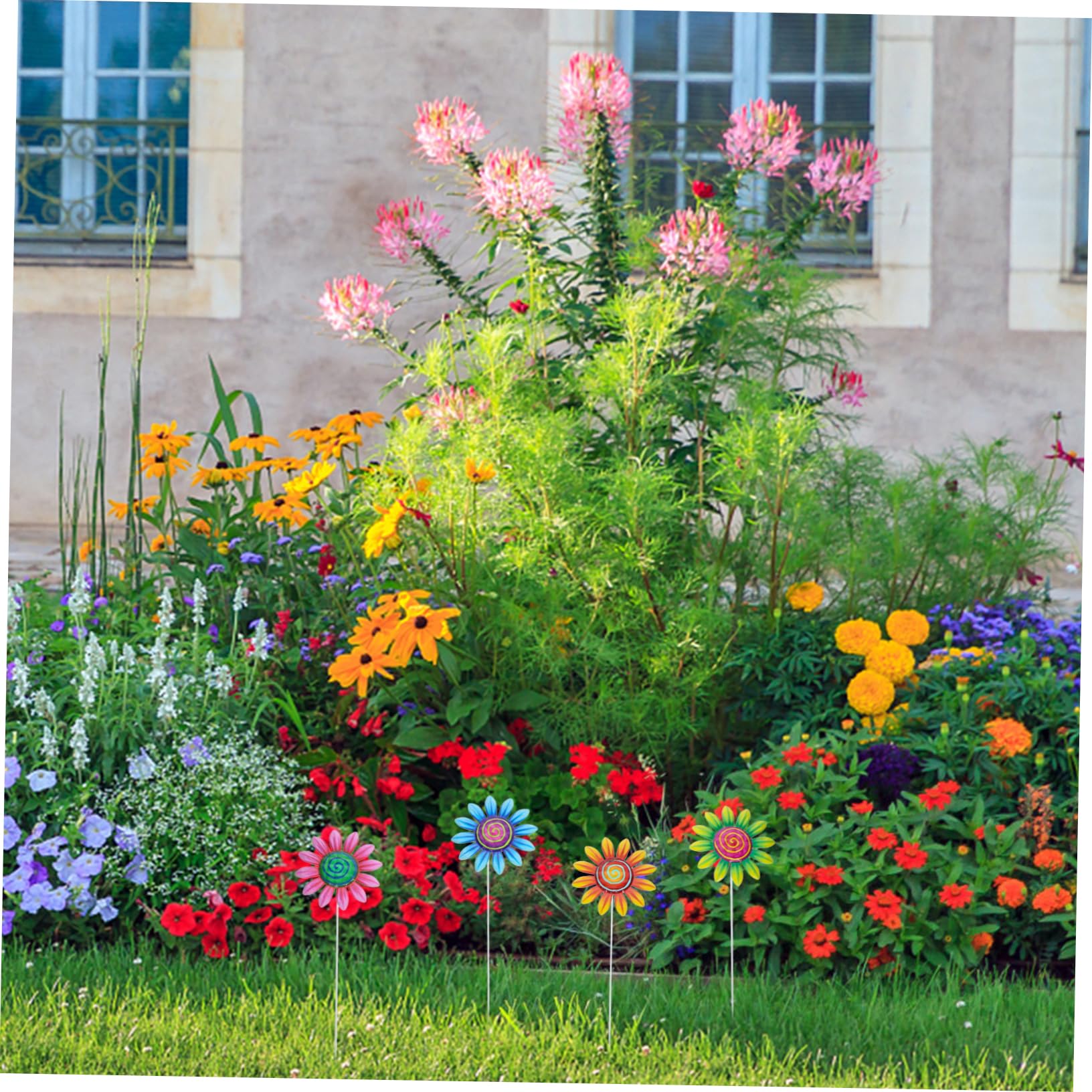 BESTonZON 2 Sätze Garten Sonnenblumen Deko Set Teiliges Für Außenbereich Kreative Gartenstecker Für Patio Und Charmante Gartenornamente Für Hauswarming Und 4 Stücke * 2