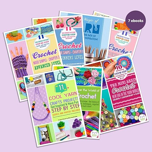 Miniatura 4 de Mira Handcrafts Hilo de ganchillo multicolor para tejer y hacer ganchillo, 5 madejas gigantes de hilo abigarrado (3.53 onzas cada una)  Total de