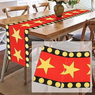 2 Pcs 13 x 72 Inch Movie Night Table Runner Movie Theater Table Dresser Scarf Decor for Movie Themed Birthday Party Supplies (Gold Star)