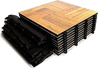 Vista 3 de Big Floors 3X3OAKFLOOR Kit de pista de baile modular de plástico ligero entrelazado (3 x 3 pies), roble, 21 piezas