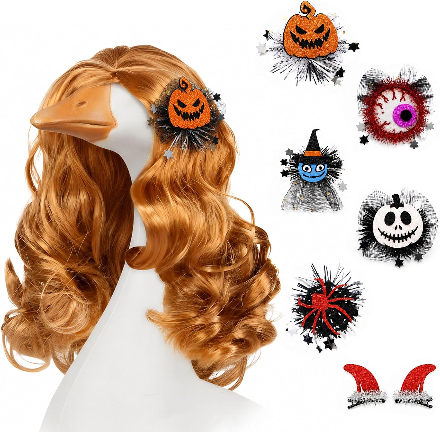 Porch Goose Wig with 6pc Halloween Hair Clips