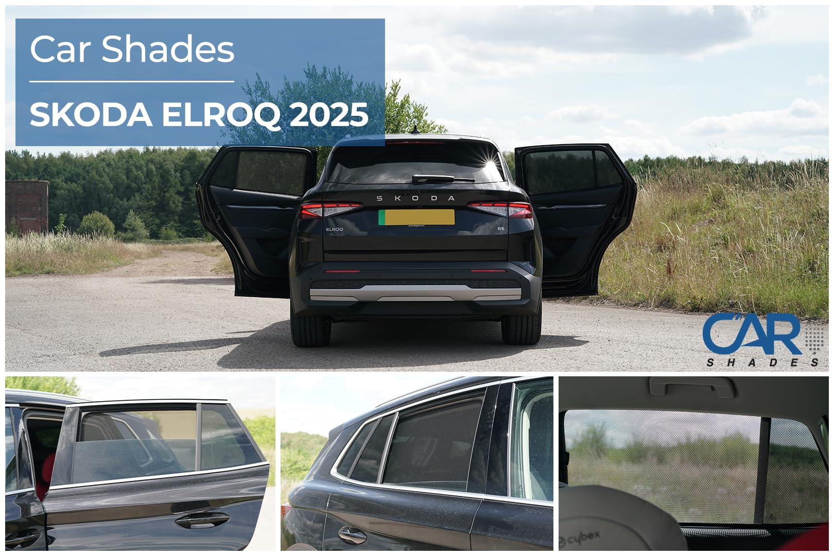 Set de Car Shades (Portes arrières) Compatible avec Skoda Elroq 2024- (2-pièces) Pare-Soleil sur Mesure pour Voiture