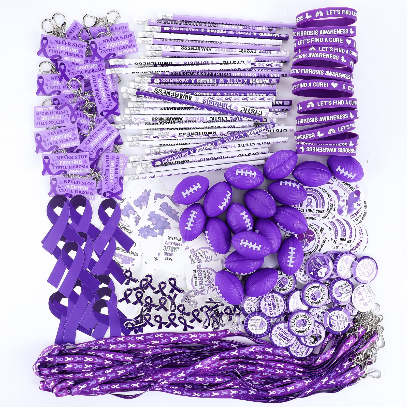 Hollowfly 400 Pcs Cystic Fibrosis Awareness Items Bulk Purple Ribbon