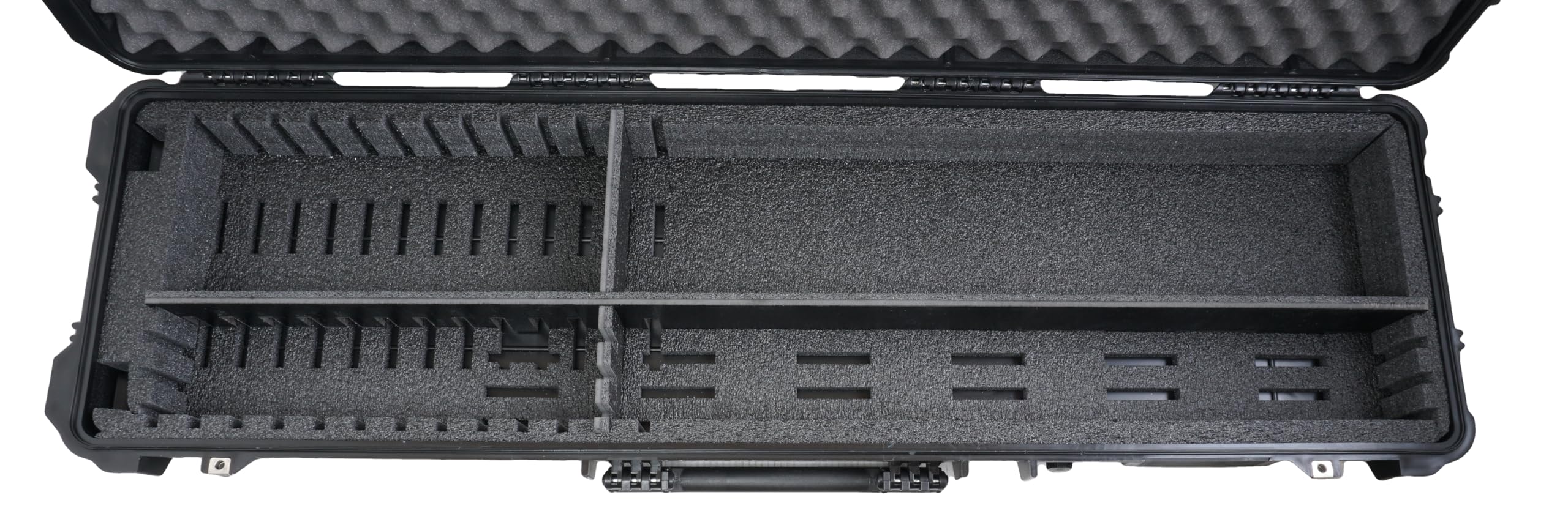 Case Club Estuche de viaje para teclado de 61 teclas, carcasa dura, impermeable, a prueba de golpes, con ruedas, funda de envío para teclados de hasta 47.5 pulgadas de largo. Estuche rodante