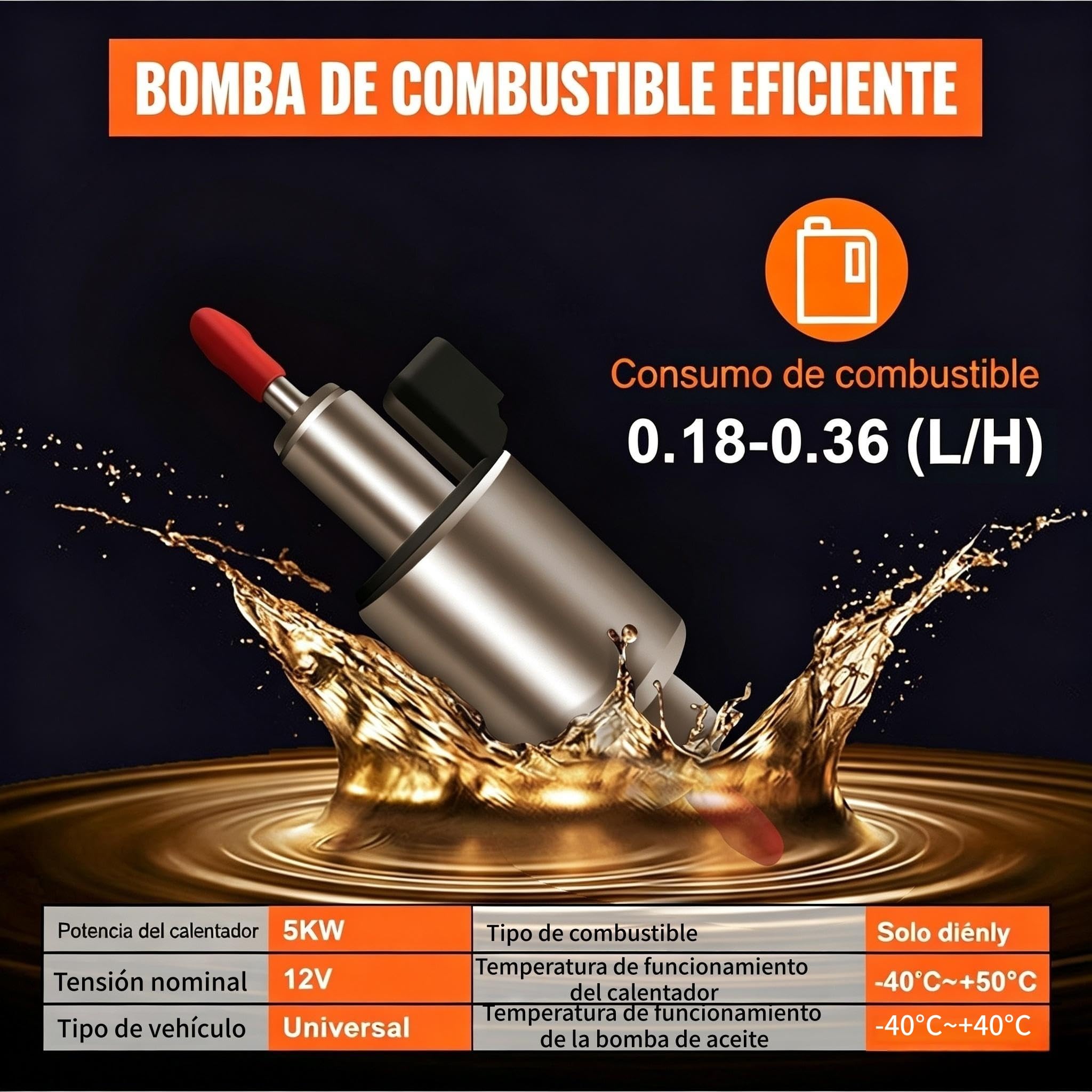 Calentador de Aire Diesel 12V 5KW Portátil Calentador de Combustible Calefacción Estacionaria Calentador Diesel Aire Calentador de Estacionamiento Control Remoto con Interruptor LCD