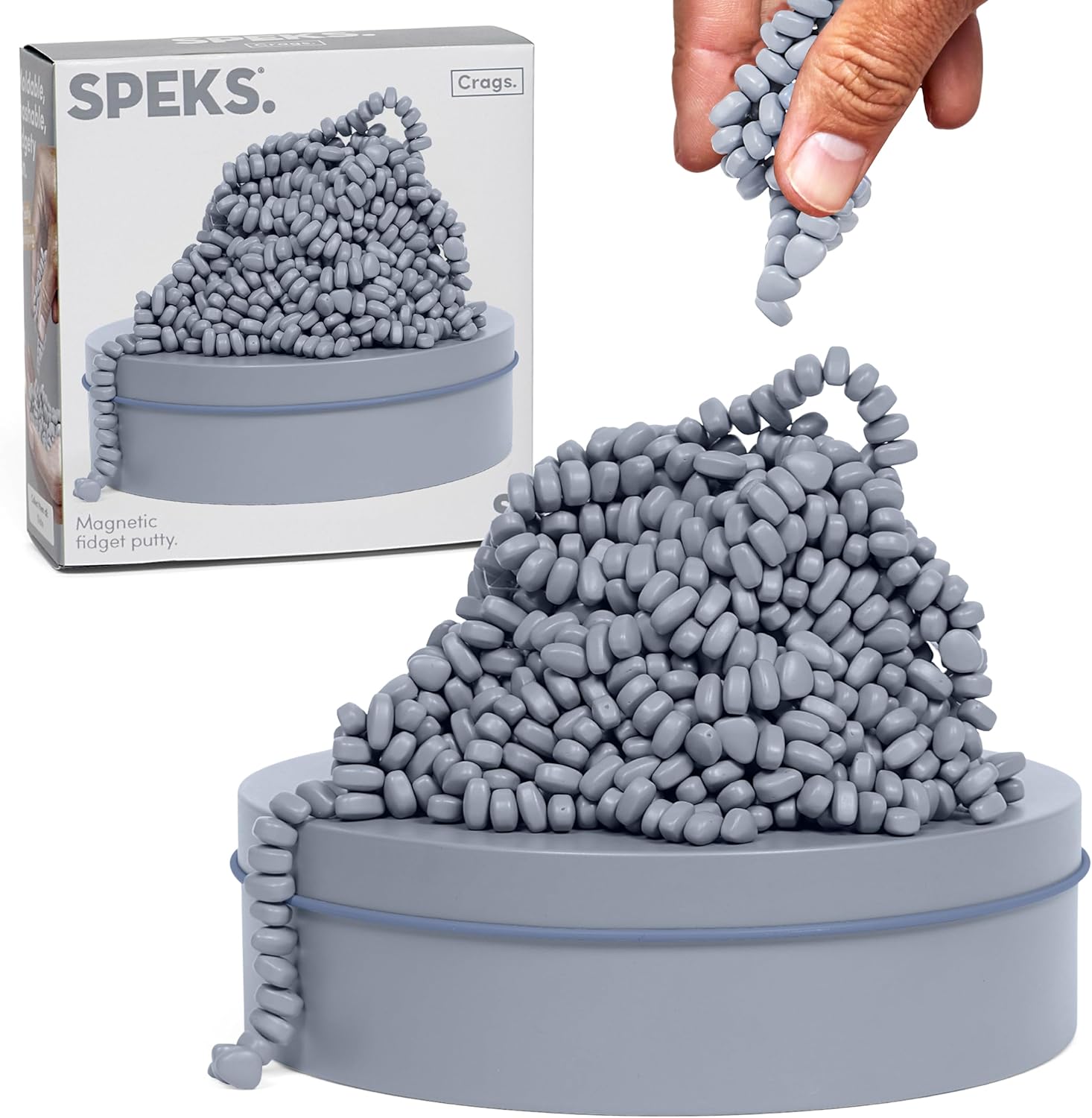 Speks Original Crags Ferrite Putty | 1000+ Magnetic Stones in a Tin | Stress Relief Fidget Toy for Adults & Teens | Stocking Stuffer & Christmas Gift | Matte Slate, Large