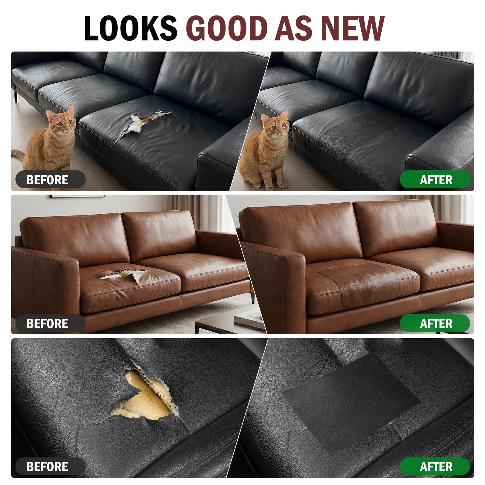 Kunstleder Selbstklebend, 43 x 200cm Leder Patch Selbstklebend, Kunstleder Reparaturset, Leder Reparatur Patch, Leather Adhesive Covers Reparaturset für Sofas, Handtaschen, Autositze (Beige)