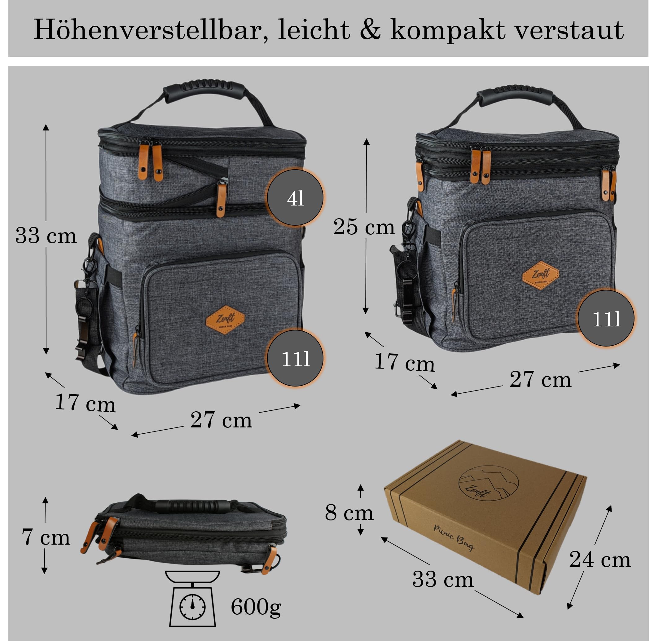 Borsa termica isolata a 4 strati - Borsa pranzo - Borsa da picnic
