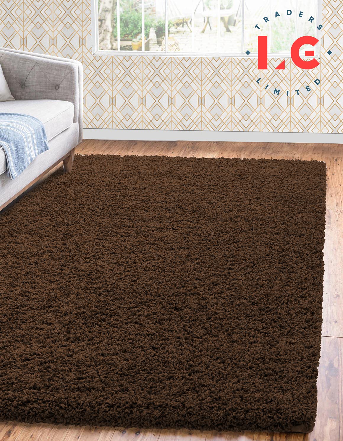 LG TRADERS LIMITED EXTRA THICK HEAVY 5CM PILE SOFT LUXURIOUS SHAGGY MODERN AREA BEDROOM HALL RUG RUNNER MAT (Brown, 80 x 150 cm)
