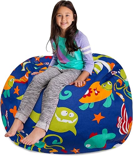 Miniatura 366 de Posh Funda de Silla Puf Rellenable para Almacenamiento de Animales de Peluche para Niños - Organizador de Juguetes Infantiles, Grande-38 - Lona