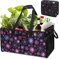 Vista 11 de Muzale Bolsa de mano extragrande con marco de alambre, plegable, reutilizable, bolsas de compras resistentes para comestibles con asas, organizador