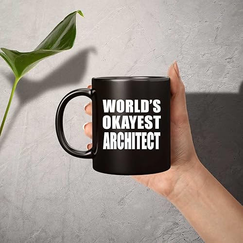 Miniatura 3 de Designsify Gifts, World's Okayest Architect, 11oz Black Coffee Mug Ceramic Tea-Cup Drinkware with Handle, for Birthday Anniversary Mothers Day