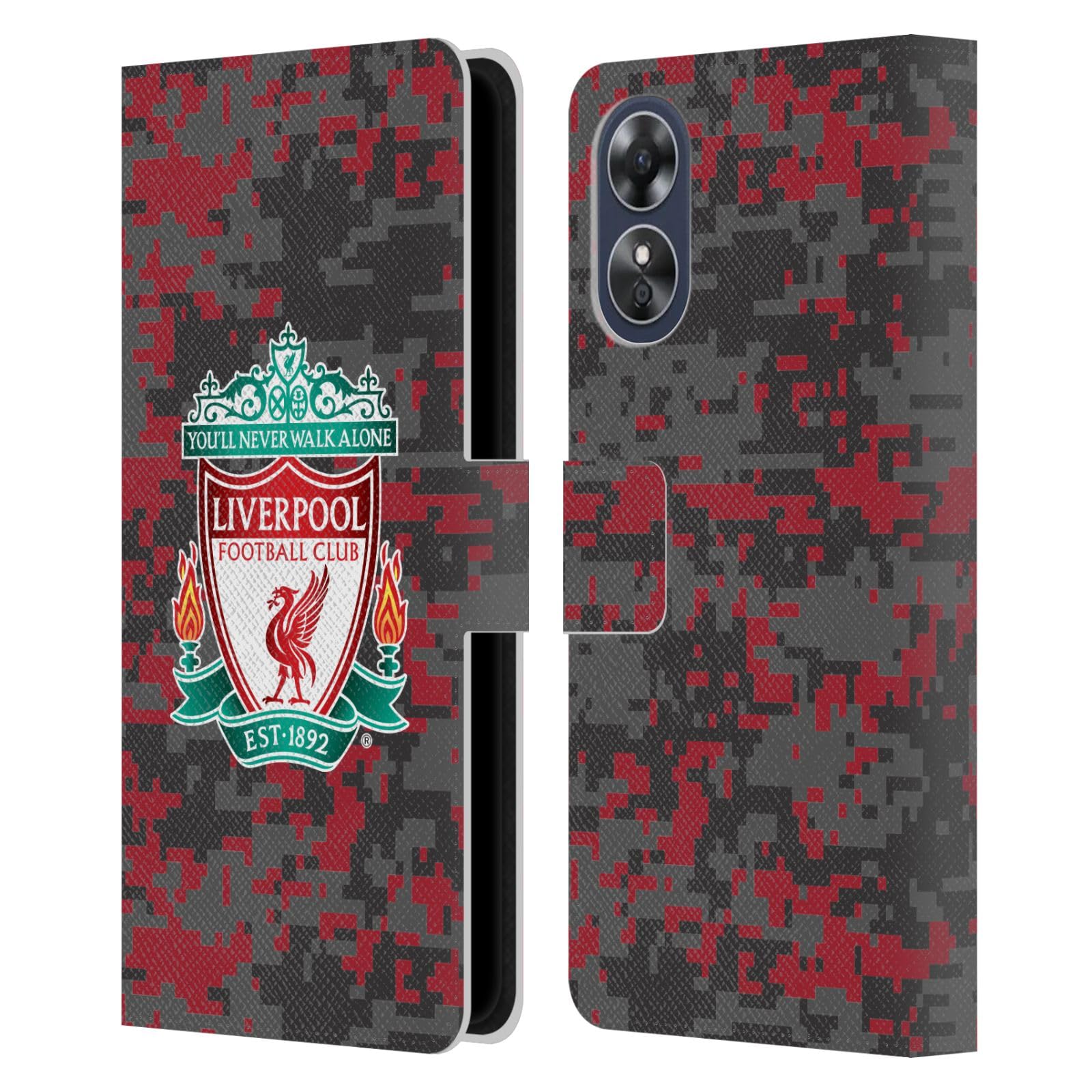 Head Case Designs Officially Licensed Liverpool Football Club Club Colours Crest Digital Camouflage Leather Wallet Case Compatible With Oppo A17