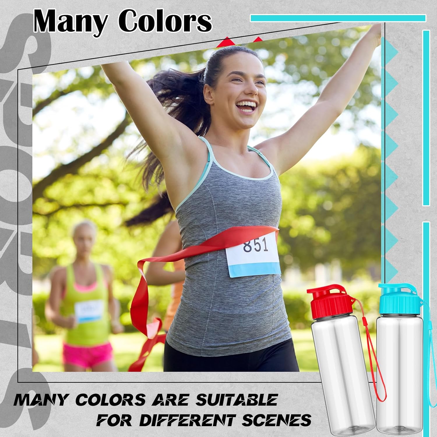 40 Pcs 17 oz Plastic Water Bottles Bulk and Drawstring Backpack Set Reusable Flip Top Leakproof Water Bottles with Handle for Adults Sports Gym Travel Party Outdoor(Fresh) - Image 4