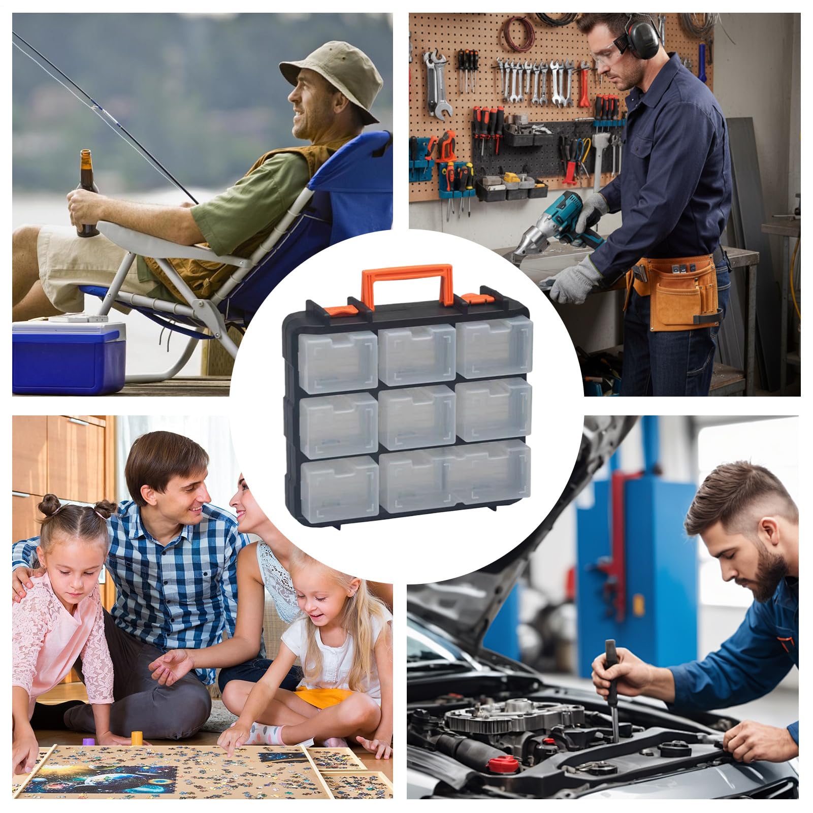 Organizer Małych Części Skrzynka Rozdzielany Organizer 16 Komorowy | Pudełko na Akcesoria z Wyjmowanymi Przegródkami Na Śruby, Bolty, Zabawki I Biżuterię, Do Biura, Garażu, Warsztatu I