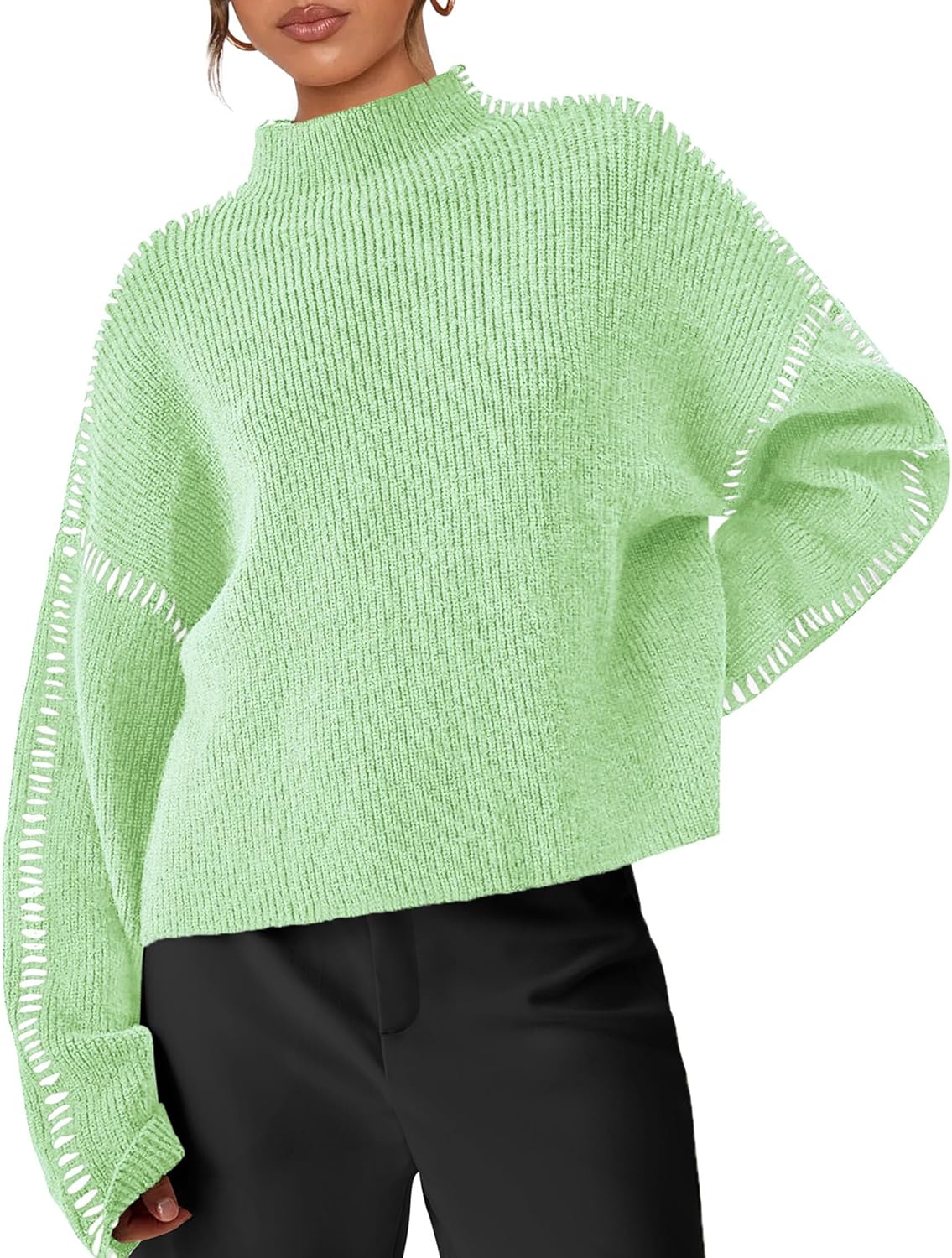 PRETTYGARDEN Women's Chunky Knit Sweaters 2026 Fall Long Sleeve Mock Neck Oversized Pullover Tops Winter Fashion Clothes