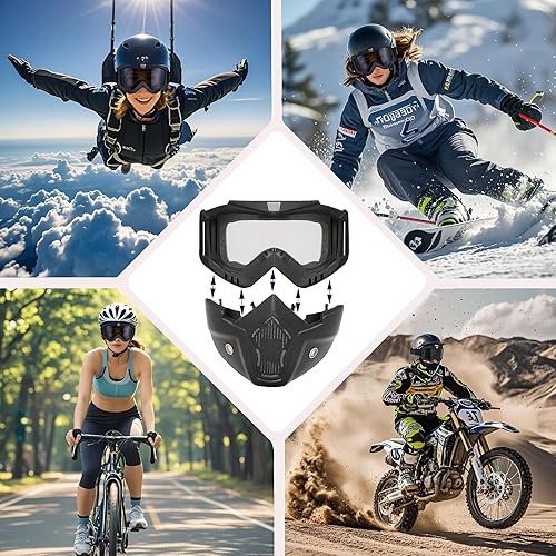 Miniatura 2 de Máscara Airsoft de cara completa, máscara de paintball, máscara táctica, gafas de casco de motocicleta con máscara facial extraíble para hombres y