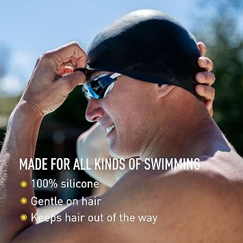 Finis Silicone Swim Cap - 100% Silicone for Comfort & Durability - Reduces Drag - Chlorine & Sun Protection