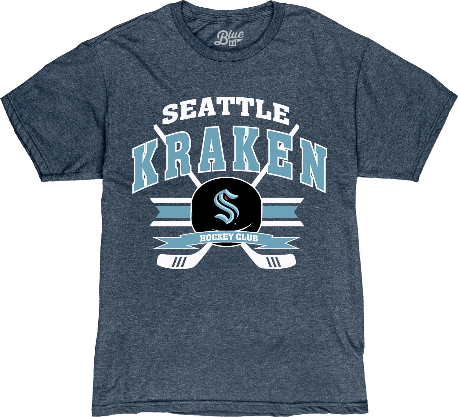 Blue 84 NHL Officially Licensed T-Shirt Heathered Hockey Puck