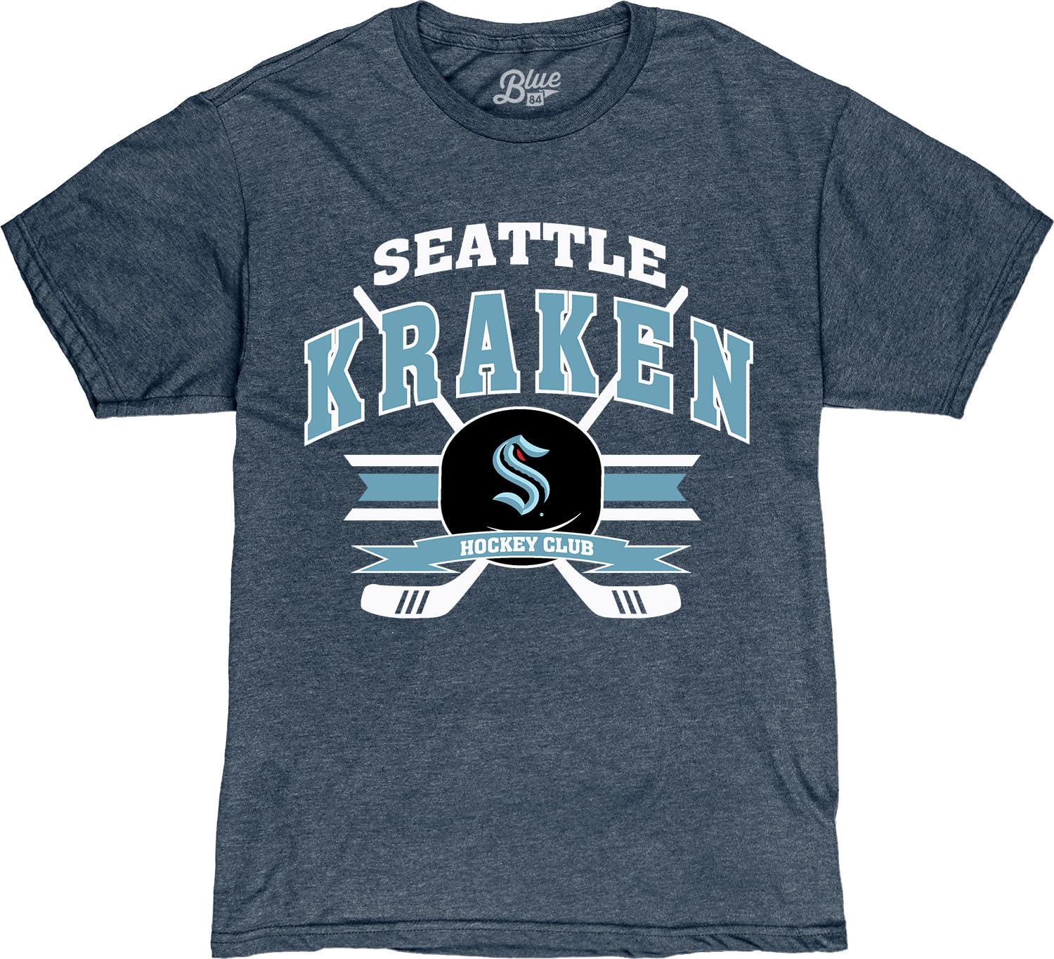 Blue 84 NHL Officially Licensed T-Shirt Heathered Hockey Puck
