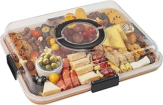 Charcuterie Board with Clear Lid, Travel Portable Cheese Board Charcuter...