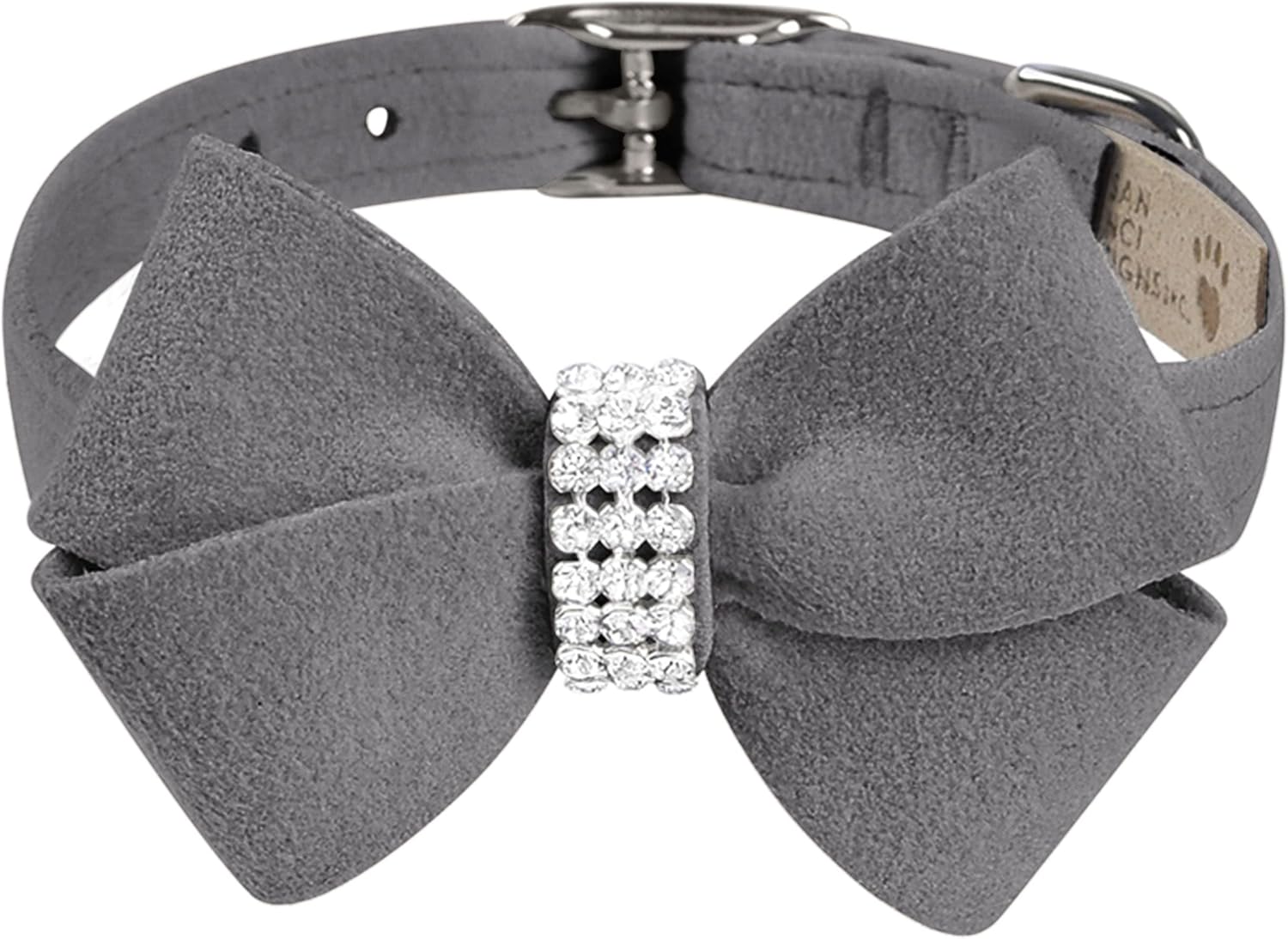 Susan Lanci Designs Premium Ultrasuede Nouveau Bow Collar for Dogs, Puppy Pink, X-Small