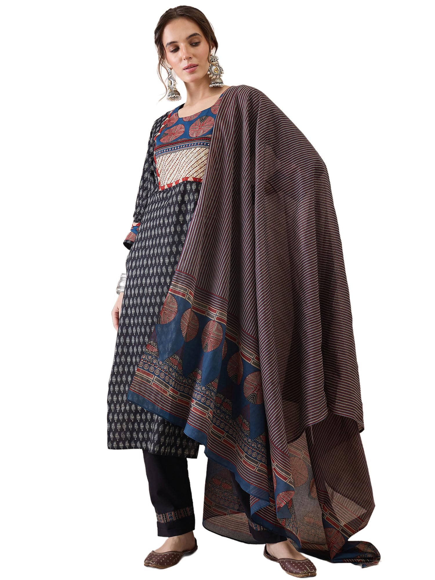 indo era Women Pure Cotton Kurta Set with Dupatta | Festive Suit Set, 12246-picture-44