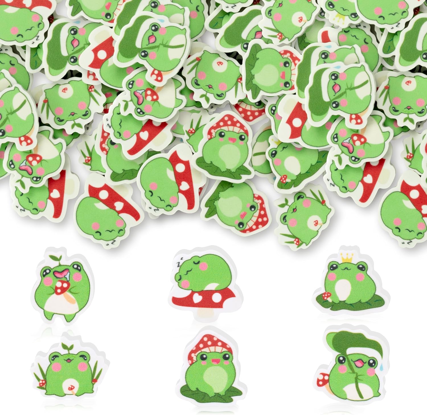 Yopyame Cute Frog Erasers Bulk - 60PCS Mini Animal Erasers for Kids Assorted Novelty Fun Pencil Eraser Puzzle Eraser Desk Pet School Carnival Reward Student Homework Prizes Gift Filling Party Favors