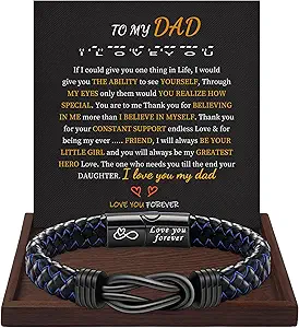 I Love You Gifts for Him Leather Bracelet for Men Knot Infinity Bracelets Valentines Day Gift for Husband Boyfriend Dad Son Grandson Anniversary Birthday Jewelry Graduation Gifts for Him 2024
