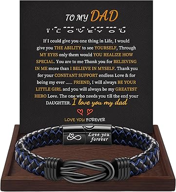 I Love You Gifts for Him Leather Bracelet for Men Knot Infinity Bracelets Valentines Day Gift for Husband Boyfriend Dad Son Grandson Anniversary Birthday Jewelry Graduation Gifts for Him 2024