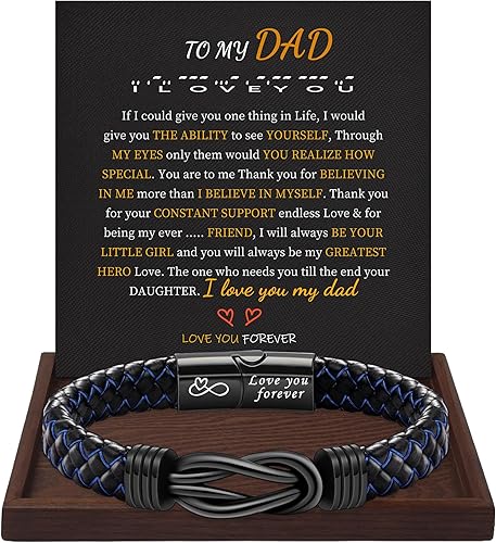 I Love You Gifts for Him Leather Bracelet for Men Knot Infinity Bracelets Valentines Day Gift for Husband Boyfriend Dad Son Grandson Anniversary Birthday Jewelry Graduation Gifts for Him 2024