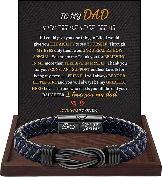 I Love You Gifts for Him Leather Bracelet for Men Knot Infinity Bracelets Valentines Day Gift for Husband Boyfriend Dad Son Grandson Anniversary Birthday Jewelry Graduation Gifts for Him 2024