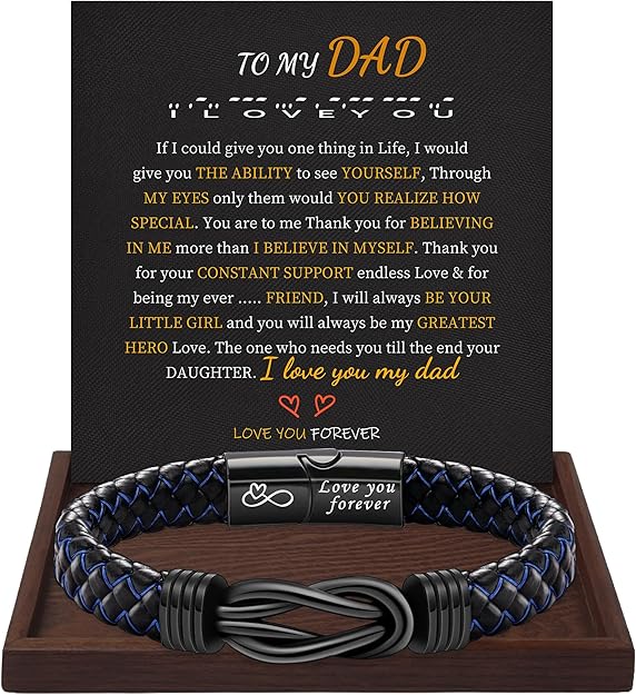I Love You Gifts for Him Leather Bracelet for Men Knot Infinity Bracelets Valentines Day Gift for Husband Boyfriend Dad Son Grandson Anniversary Birthday Jewelry Graduation Gifts for Him 2024