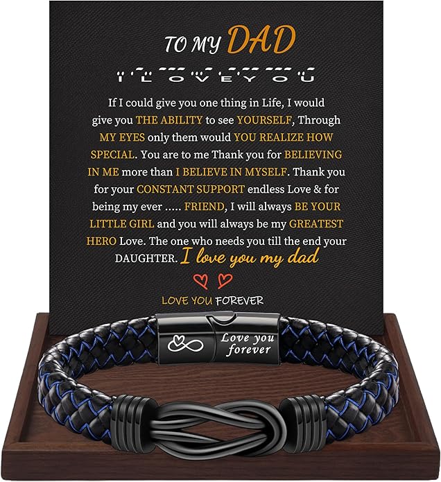 I Love You Gifts for Him Leather Bracelet for Men Knot Infinity Bracelets Valentines Day Gift for Husband Boyfriend Dad Son Grandson Anniversary Birthday Jewelry Graduation Gifts for Him 2024