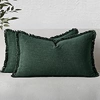 Vista 42 de MIULEE Juego de 2 fundas de almohada bohemias de lino neutro, fundas de cojín decorativas con flecos para sofá, cama, sala de estar, decoración