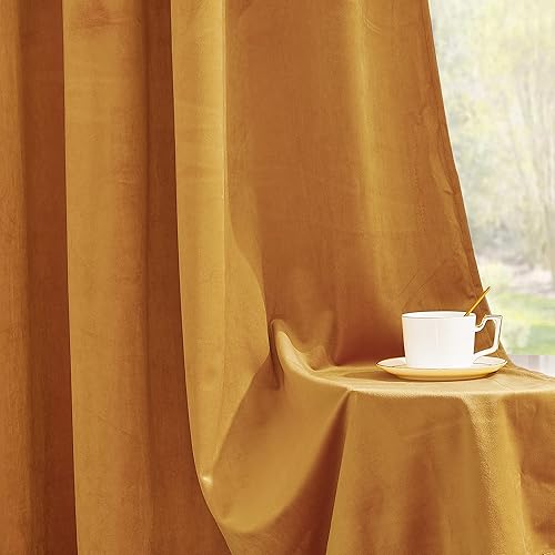 Miniatura 73 de RYB HOME Juego de 2 paneles de cortinas de terciopelo malva, cortinas y cortinas para oscurecer la habitación, con aislamiento térmico, decoración