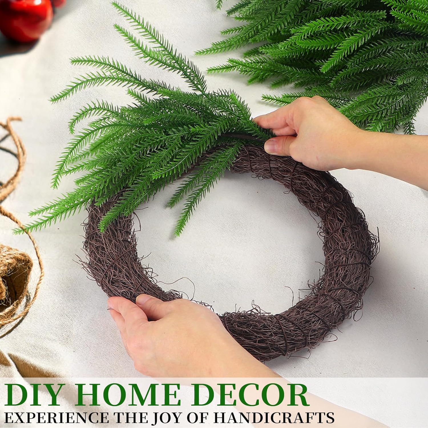 12 Pcs Real Touch Norfolk Pine Branches,Christmas Artificial Norfolk Pine Stems for Vase,DIY Crafts Faux Greenery Stems for Indoor/Outdoor Christmas Decor. - Image 9