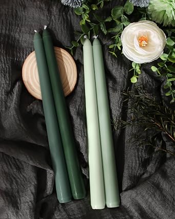 Viyffo 10-Inch Tall Dripless Taper Candles 12 Pack Smokeless, Unscented